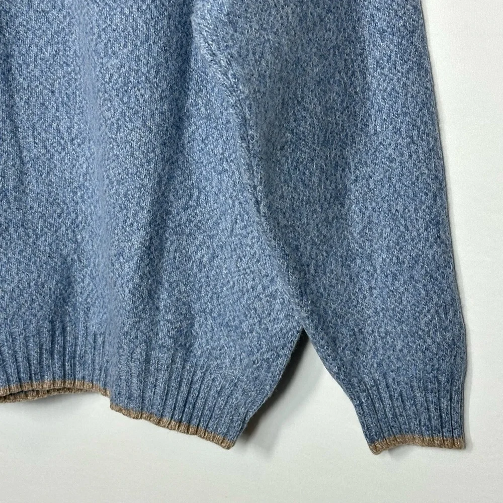 #2636 MASSIMO DUTTI Sweater Mens Size XL (42) Beige Blue Quarter Zip